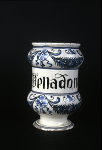 Vaso farmaceutico del XVI secolo contenente Belladonna, erba tossica usata in farmacia. Museo della Scienza e della Tecnologia, Milano da Unknown artist