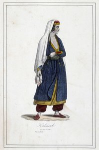 Giovane donna Kalmouk (popolo mongolo della Siberia meridionale) - in “I diversi popoli della terra” di Fr. Jouhanneaud da Unknown artist