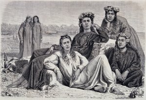 Giovani donne di Tahiti - in "Il Giro del Mondo"