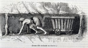 Giovane ragazza che lavora nelle miniere di carbone in Inghilterra da Unknown artist
