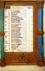 Zodiaco Sagittario e santi del mese di novembre - miniatura del Medioevo (rif.: 135, 006r): richiesta di permesso alla Biblioteca Municipale di Tolosa (tel: 05 62 27 66 66) da Unknown artist