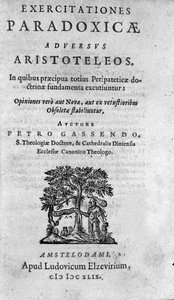 Frontespizio di "Exercitationum paradoxicarum adversus Aristoteleos" di Pierre Gassendi (1592-1655), filosofo, astronomo, matematico e fisico francese.