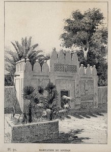 Abitazione del Sudan - incisione del 1889 in "Storia dell