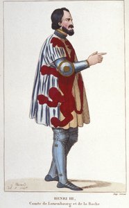 Ritratto di Enrico III Conte di Lussemburgo (1247 - 1284). Incisione del 1830