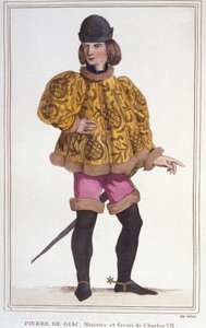 Ritratto di Pierre de Giac, favorito di Carlo VII, Ministro e Sovrintendente delle Finanze. Incisione del 1830.