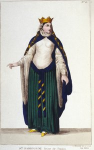 Ritratto di Santa Radegonda (ca. 520-587), Regina dei Franchi, moglie di Clotario (Clotario) I, incisione del 1830 da Unknown artist
