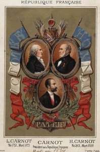 Ritratti di Lazare Carnot politico francese (1753-1823), Hyppolite Carnot (1801-1888) e Sadi Carnot presidente della repubblica francese.