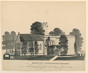 Cimitero della chiesa di Oddington, Gloucestershire, vista nord-est da Unknown, English
