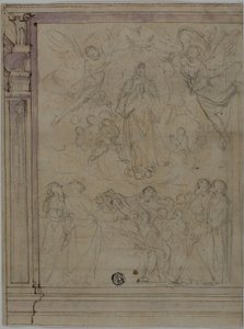 Assunzione della Vergine (recto); schizzi di dettagli architettonici (verso)