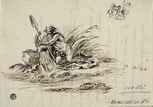 Recto: Un Dio del fiume; verso: un sonetto di Santi Rinaldi da Unknown Florentine