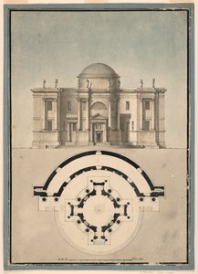 Progetto per un tempio classico con un tempietto e un