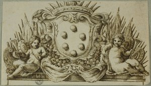 Stemma mediceo affiancato da putti