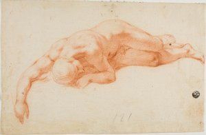 Maschio nudo reclinato da Unknown Italian