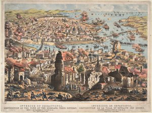Interno di Sebastopoli, distruzione della città da parte dei russi, la loro ritirata, 1855