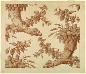 Disegno, cartone animato per damasco di seta:, 1800-1815