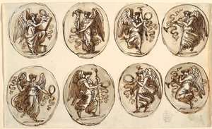 Drawing, Ceiling Design, History, Abundance in Six Ovals, Sala di Ercole ed Ebe, Palazzo Gessi, Faenza, 1813 da Unknown artistUnknown artist