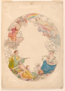 Disegno, dipinto sul soffitto, "Gli elementi", 1870 ca.