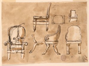 Disegno, Sedie, 1780-90 da Unknown artistUnknown artist