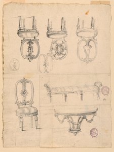 Disegni, sedie e schizzi architettonici, 1785-1795 da Unknown artistUnknown artist