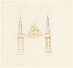 Disegno, Camino, parete ovest della sala della musica, 1820 ca. da Unknown artistUnknown artist