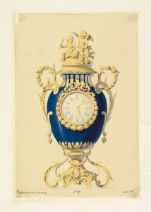 Disegno, orologio incastonato in una porcellana, 1855 ca. da Unknown artistUnknown artist