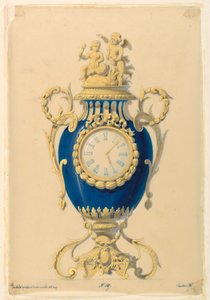 Disegno, orologio incastonato in una porcellana, 1855 ca. da Unknown artistUnknown artist