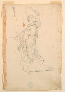 Disegno, Costume di scena: Ragazza in abiti fantastici per un balletto, 1720 ca. da Unknown artistUnknown artist