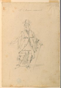 Disegno, Costumista: Uomo in abiti fantastici per un balletto, 1720 ca.