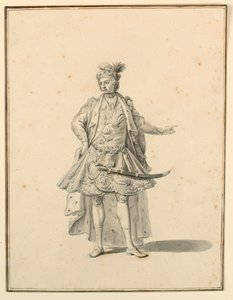 Disegno, Costumi: Principe persiano, per una produzione teatrale disegnata da Giuseppe Galli Bibiena, 1719 da Unknown artistUnknown artist