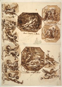 Disegno, Cupido e Psiche: Quattro ottagoni e otto disegni di Cupido, 1810-15 da Unknown artistUnknown artist
