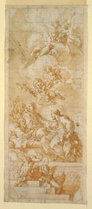 Disegno, Morte di San Giuseppe, studio per un dipinto da soffitto, 1670-1747 ca.