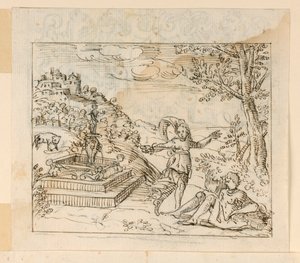 Disegno, Morte di Tisbe, 1600-1625 da Unknown artistUnknown artist
