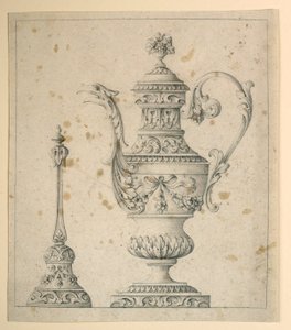 Disegno, brocca decorata e campana a mano, 1860-80 da Unknown artistUnknown artist