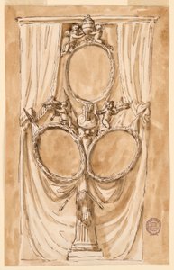 Disegno, decorazione per il ritratto di Papa Pio VI e della coppia reale, 1790 ca. da Unknown artistUnknown artist