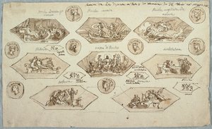 Disegno, Decorazione del soffitto di una camera da letto nella Villa Aldini, Montmorency, 1813 da Unknown artistUnknown artist