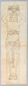 Disegno, Progetto per una cariatide, XVIII secolo da Unknown artistUnknown artist