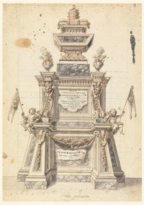 Disegno, Progetto di un catafalco per la commemorazione di un papa, probabilmente Clemente XI, 1721 da Unknown artistUnknown artist