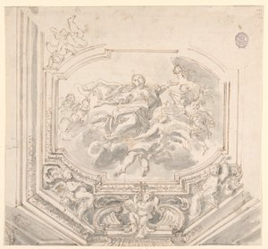 Disegno, Progetto per un soffitto, XVIII secolo da Unknown artistUnknown artist