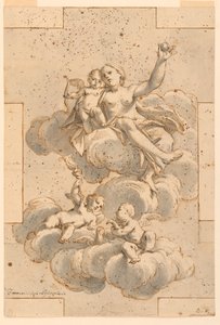 Disegno, progetto per un dipinto a soffitto, Venere, Cupido e Putti, 1700-29 da Unknown artistUnknown artist