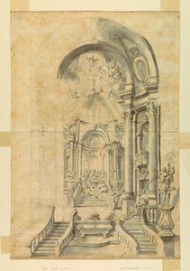 Disegno, Progetto per una chiesa in festa, 1700 ca. da Unknown artistUnknown artist