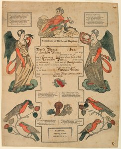 Fraktur, certificato di battesimo [certificato di nascita], 1816 da Unknown artistUnknown artist