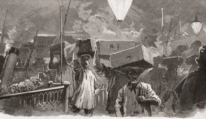 5 A. M. al mercato del pesce di Billingsgate, Londra, Inghilterra nel XIX secolo da Unknown artist