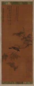 Un uccello su un ramo frondoso da Unknown artist
