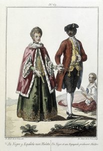 Un Nero e uno Spagnolo danno alla luce un mulatto - incisione da Unknown artist