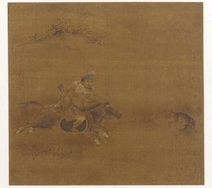 Un cavaliere tartaro che insegue una lepre