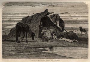 Un campo di zingari nomadi nelle pianure della Bosnia settentrionale. Incisione per illustrare i ricordi di viaggio tra gli slavi meridionali, di Georges Perrot, nel 1868, pubblicato in "Le tour du monde" 1870-1871, a cura di Edouard Charton, edizione Hach da Unknown artist