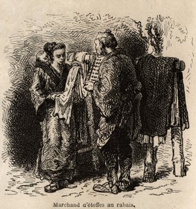 Un venditore di stoffe a sconto fa l