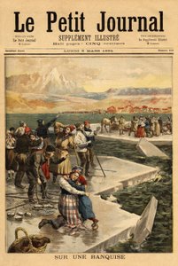 Un enorme blocco di ghiaccio si stacca dalla terraferma a Helsingfors (golfo meridionale della Finlandia), portando oltre 500 persone e 20 cavalli in mare aperto. Incisione in “Le petit journal” 5/03/1894. Collezione Selva da Unknown artist