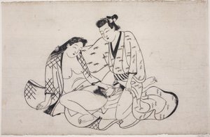 Un foglio di un album shunga da Unknown artist