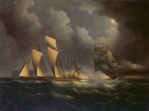Un contrabbandiere inseguito da una brigata navale, c.1825